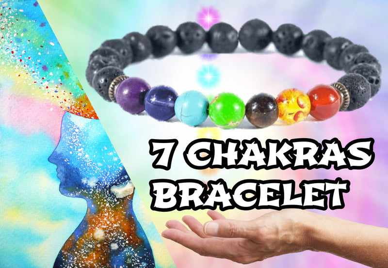 7 Chakra Healing Beaded Bracelet Natural Lava Stone