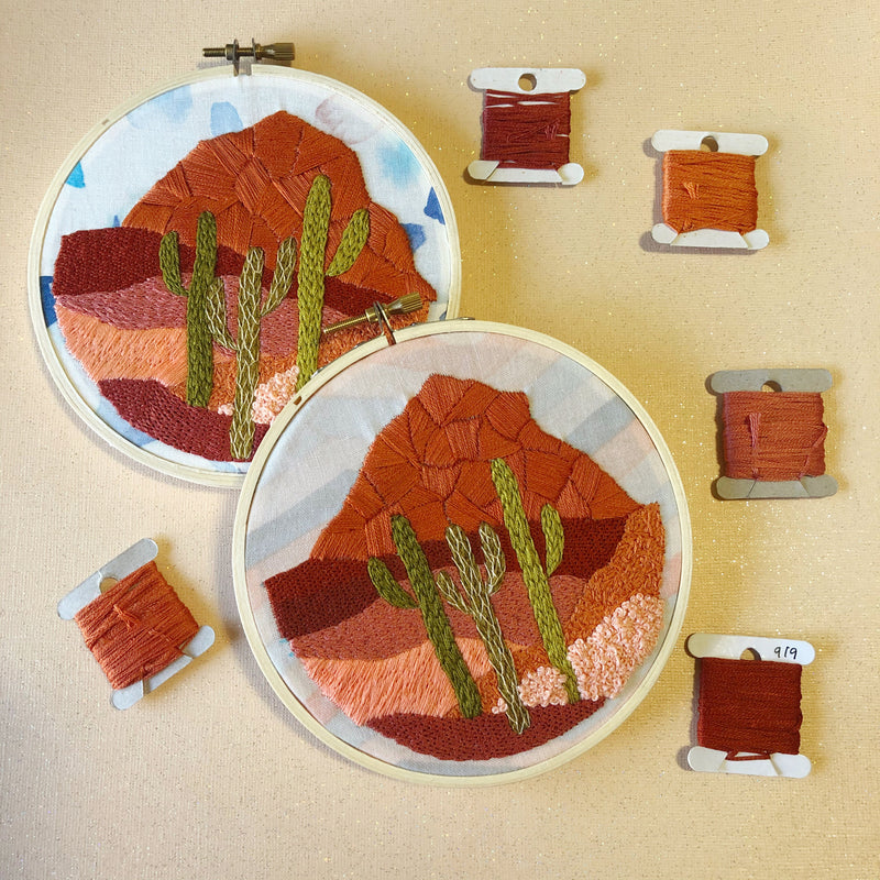 Daytime Cactus Desert Landscape DIY Beginner Embroidery Kit