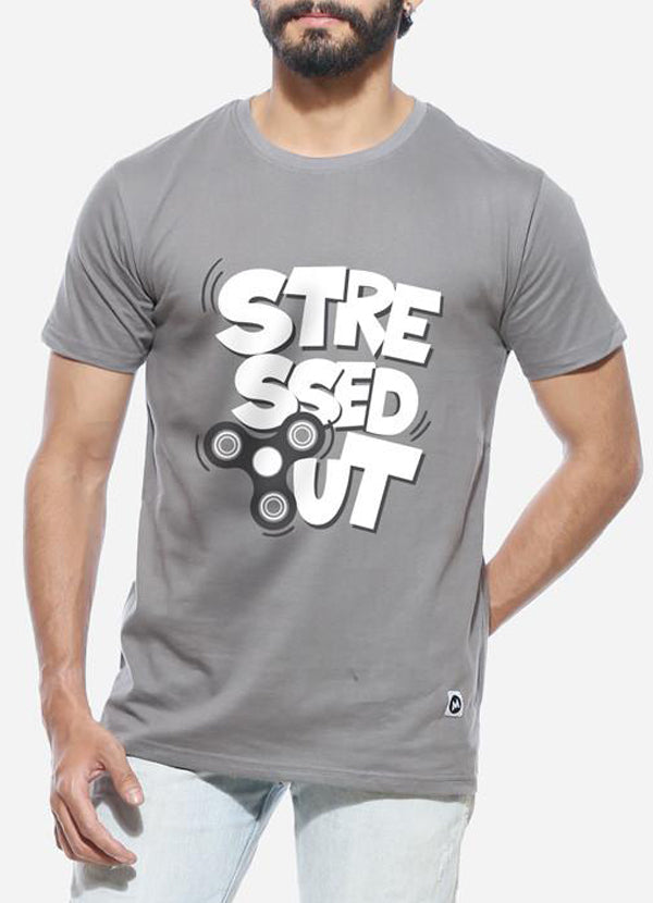 Stressed Out - Cement Grey Half Sleeve T Shirt