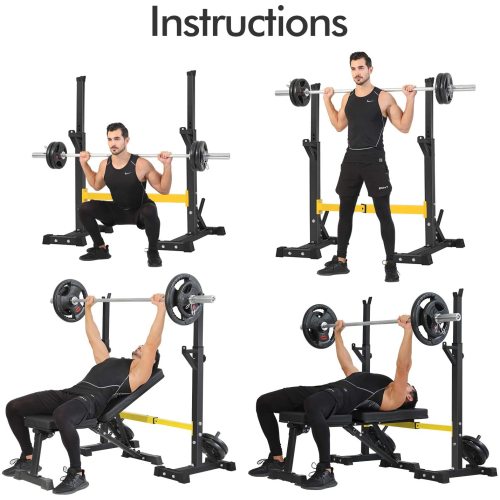 Squat Rack Stand Barbell Free Press Bench Home Gym Dumbbell Racks