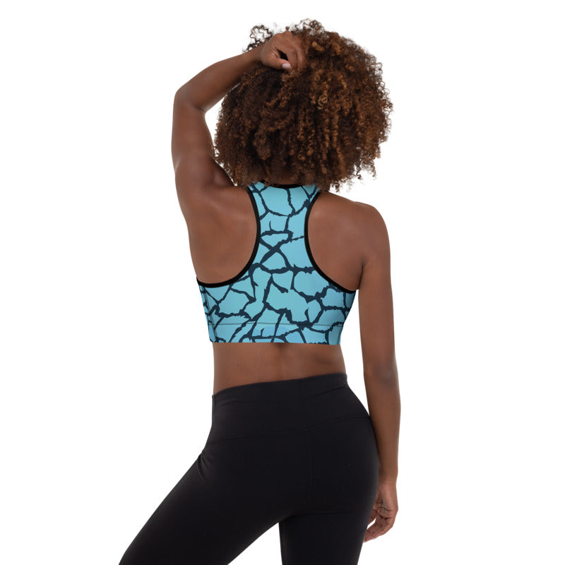 Blue Abstract Padded Sports Bra