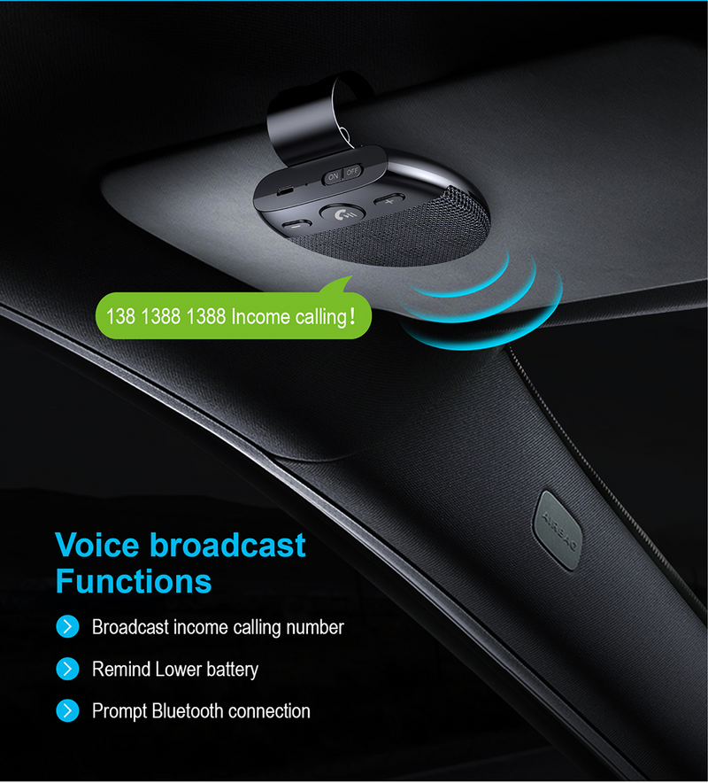 Sun Visor Wireless Bluetooth 5.0 Handsfree Carkit