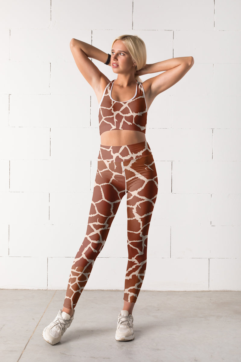Animal Print Padded Giraffe Sports Bra