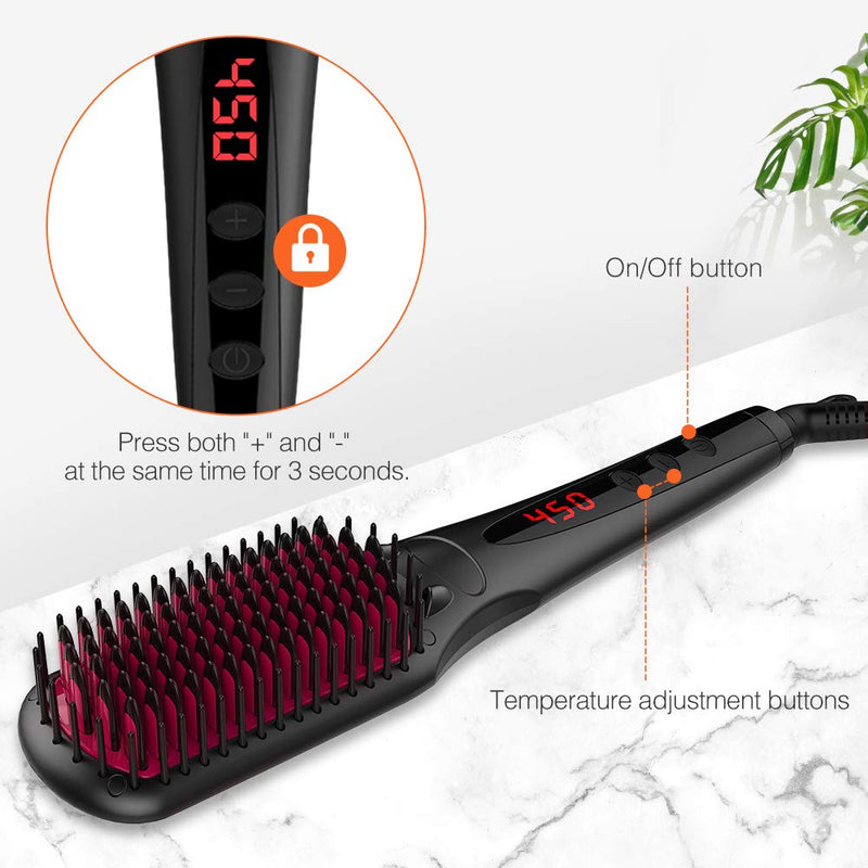 Miropure Enhanced Hair Straightener Brush with Anti-Scald