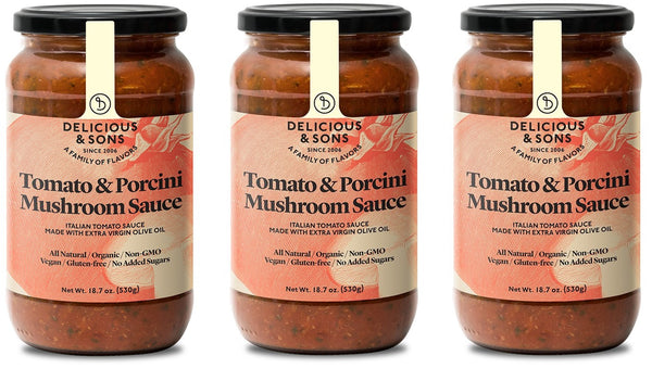 Delicious & Sons Organic Tomato & Porcini Mushroom Pasta Sauce 3 Pack