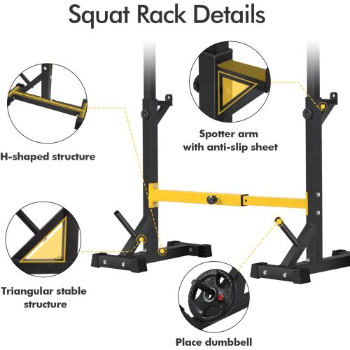 Pair of Squat Rack Stand Barbell Free Press Bench Home Gym Dumbbell