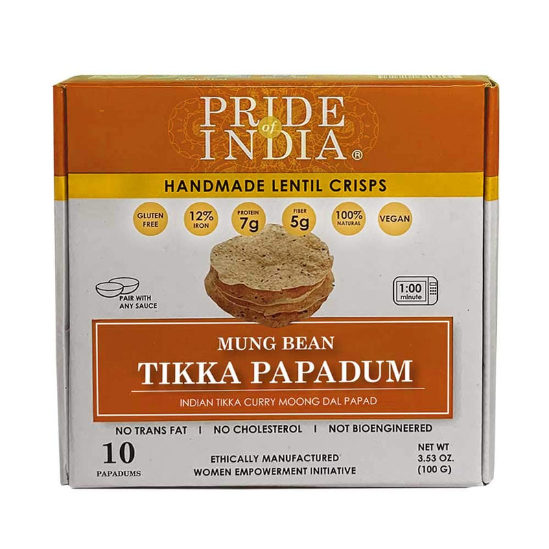 Tikka Curry Mung Bean Papadum Lentil Crisp - Pack of 6