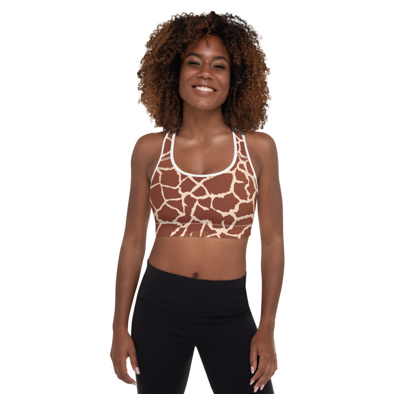 Animal Print Padded Giraffe Sports Bra