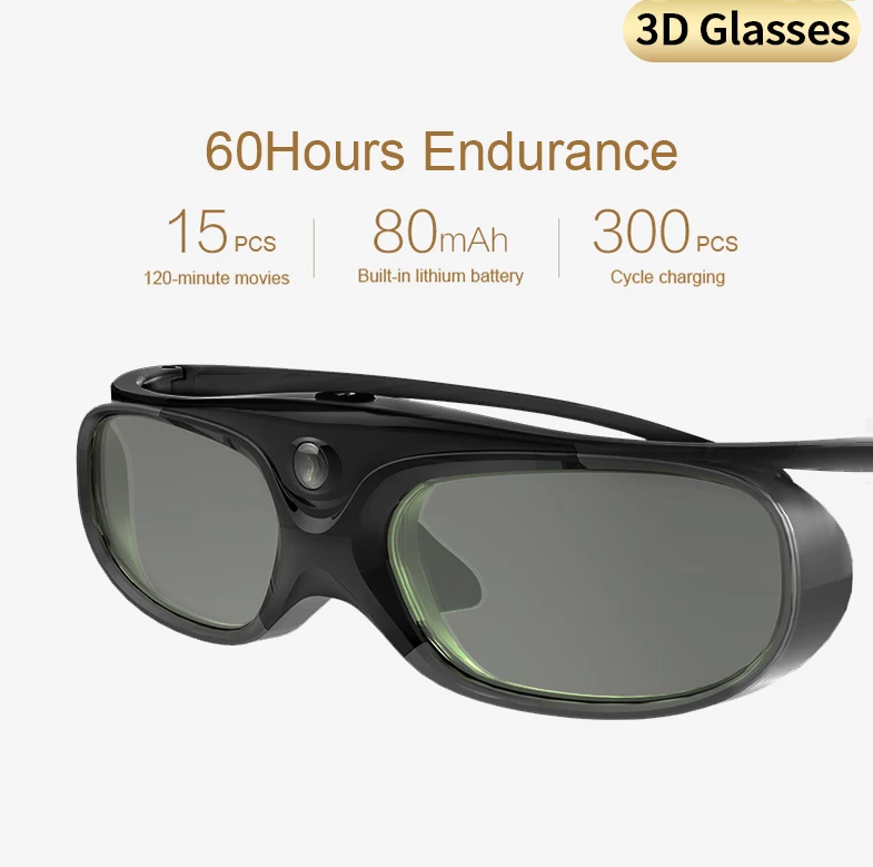DLP-Link Active Shutter 3D Glasses Rechargeable LCD 3D Glass