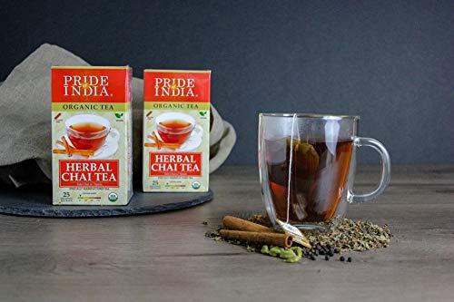 Organic Herbal Tulsi Chai Tea Bags (Caffeine Free) - Pack of 6