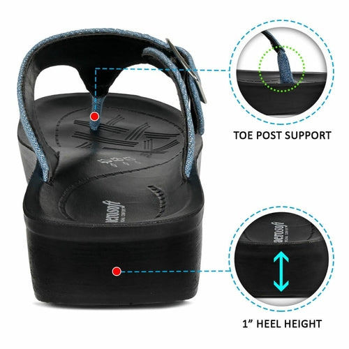 Aerosoft Denimre Adjustable Buckle Women’s T Strap Sandals