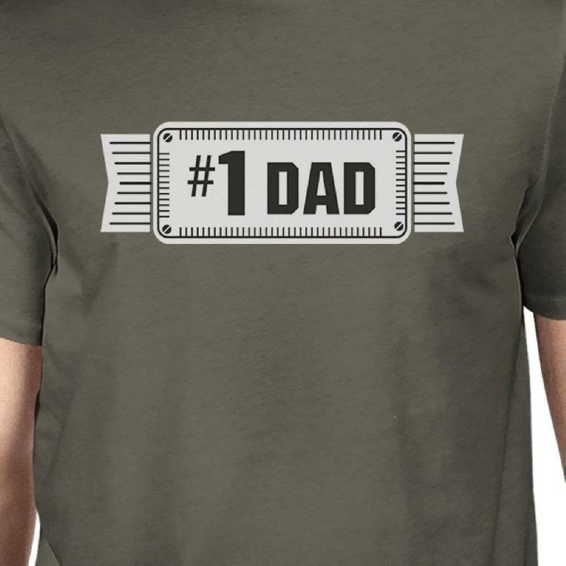 #1 Dad Mens Dark Gray Round Neck Unique Design Tee