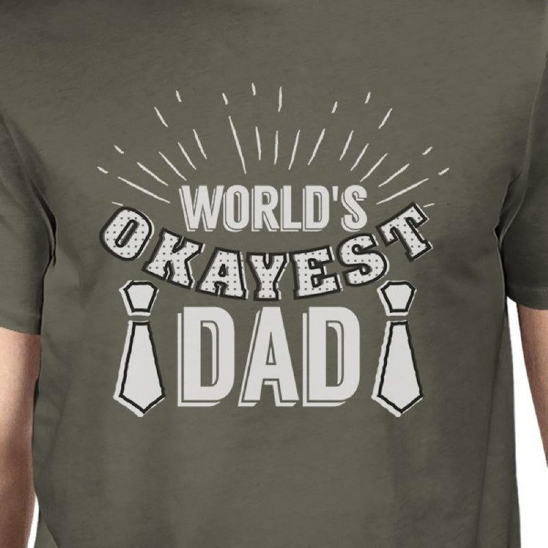 Worlds Okayest Dad Mens Dark Gray Graphic Tee