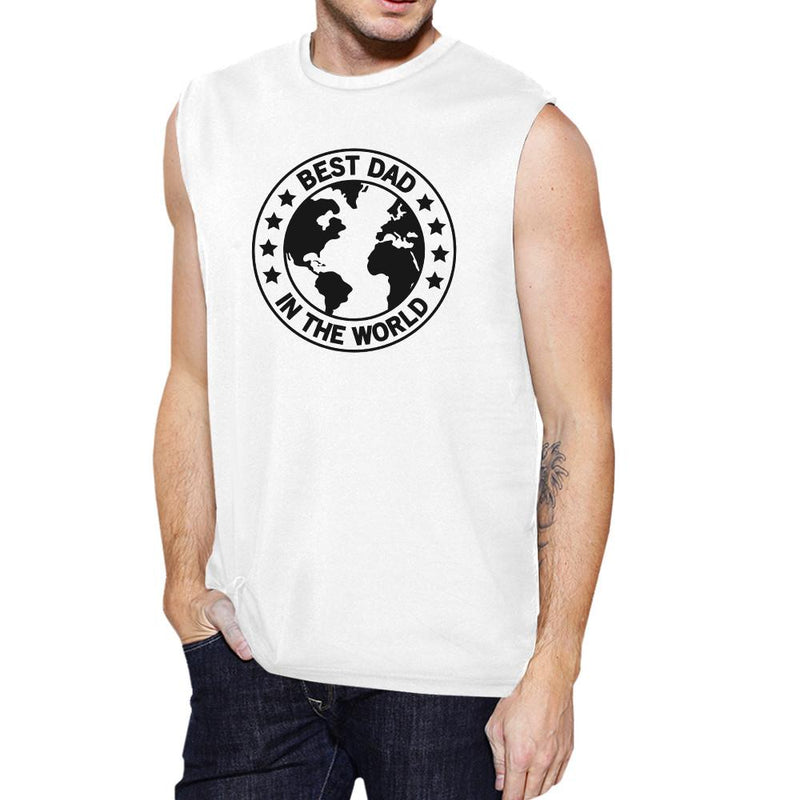 World Best Dad Mens White Muscle Tank Top Birthday