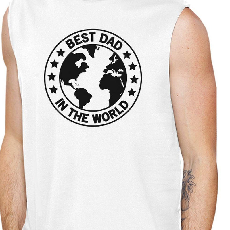 World Best Dad Mens White Muscle Tank Top Birthday
