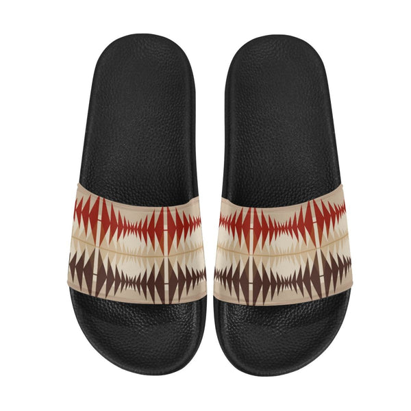 Flip-Flop Sandals, Brown And Beige Aztec Style Womens Slides