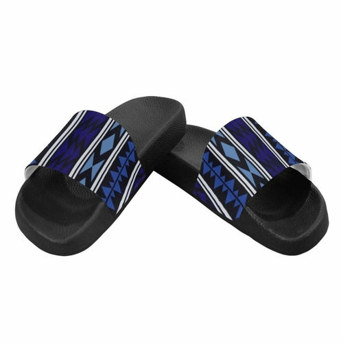 Flip-Flop Sandals, Dark Blue Aztec Style Womens Slides