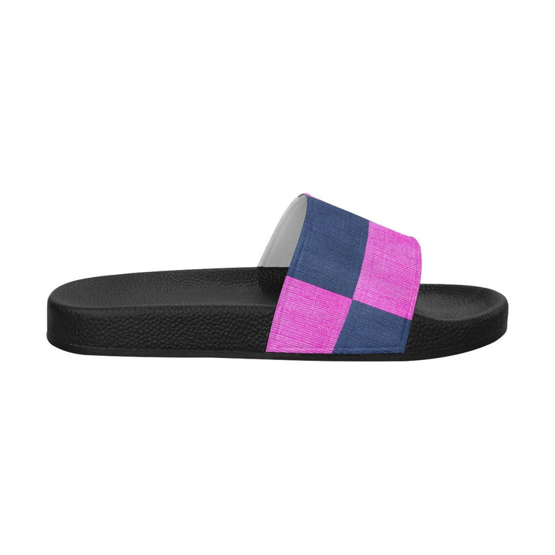 Flip-Flop Sandals, Pink & Blue Square Style Womens Slides