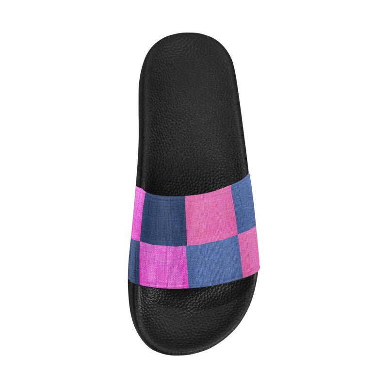 Flip-Flop Sandals, Pink & Blue Square Style Womens Slides