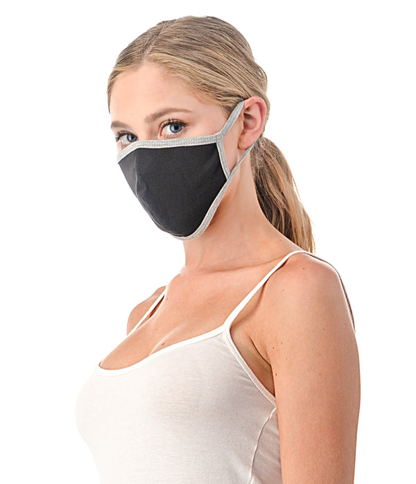 Grey Trim Reusable/Washable Cotton Face Mask, Unisex mask, Made in USA