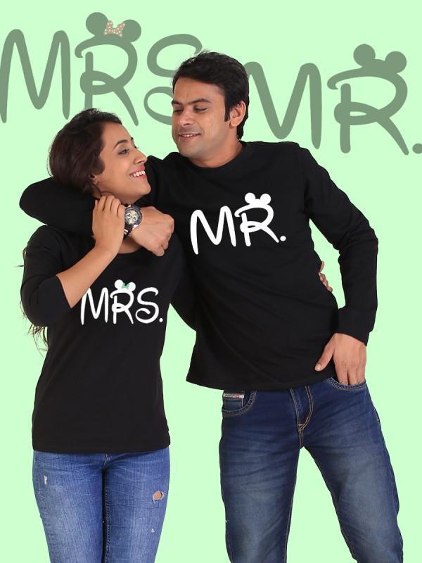 Mr. and Mrs. Couple Full Sleeves Black