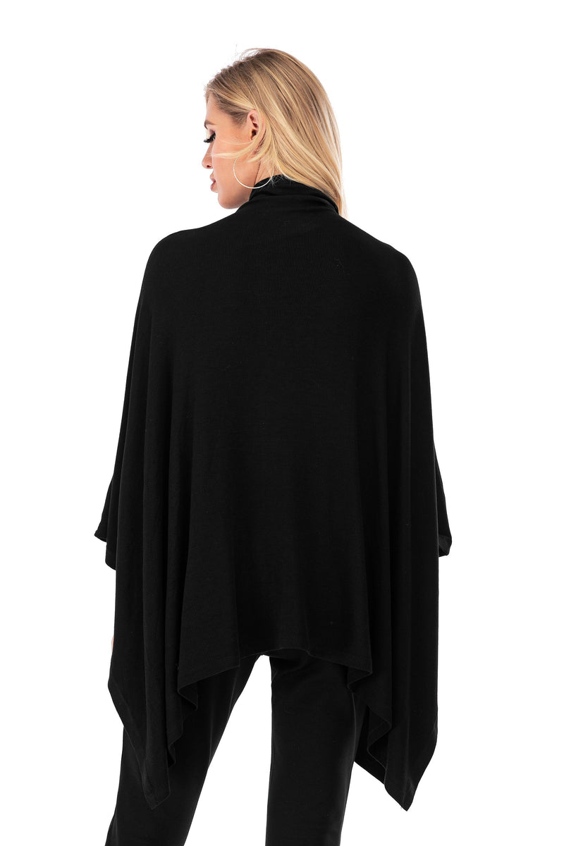 Calison Women's Loose Pullover Turtleneck Poncho