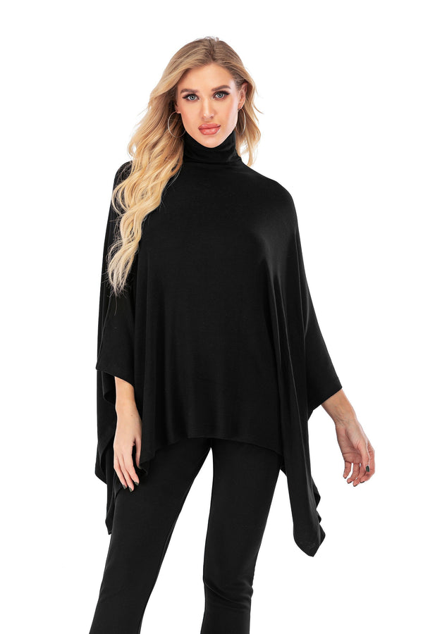 Calison Women's Loose Pullover Turtleneck Poncho