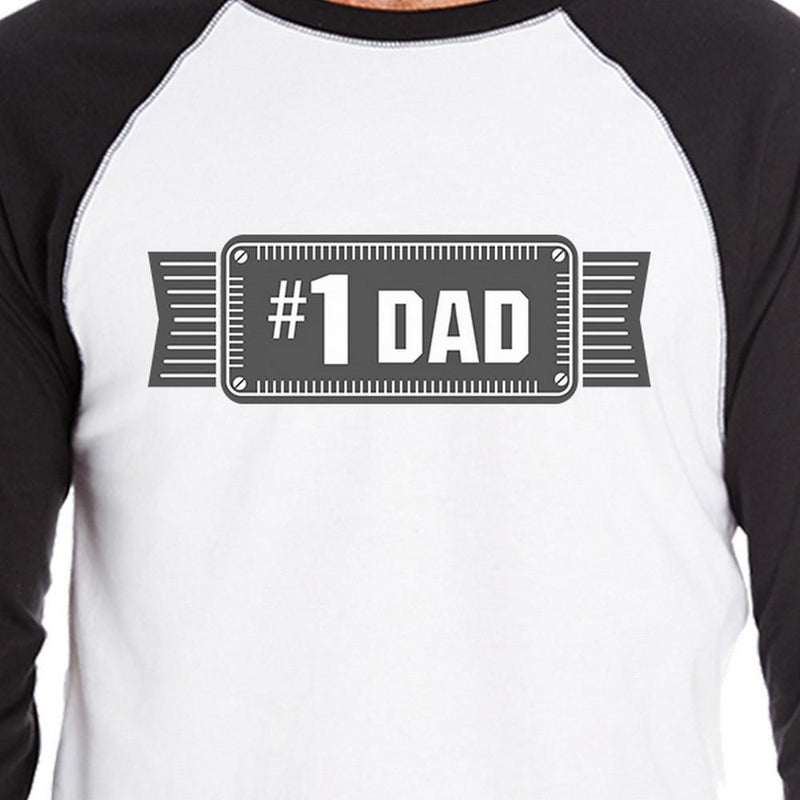 #1 Dad Mens Vintage Design Baseball T-Shirt Unique