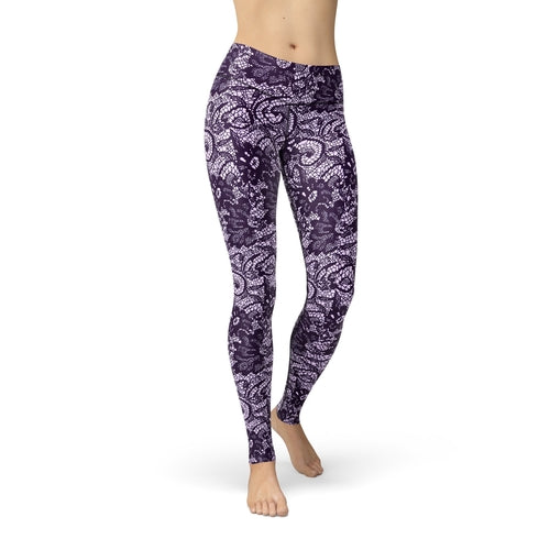 Jean Purple Lace Leggings