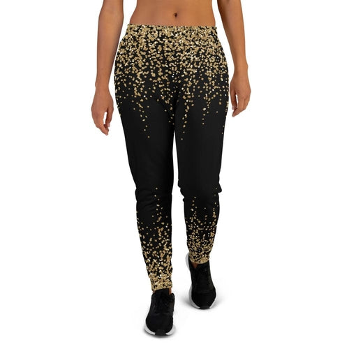 Women's Black Gold Glitter Joggers