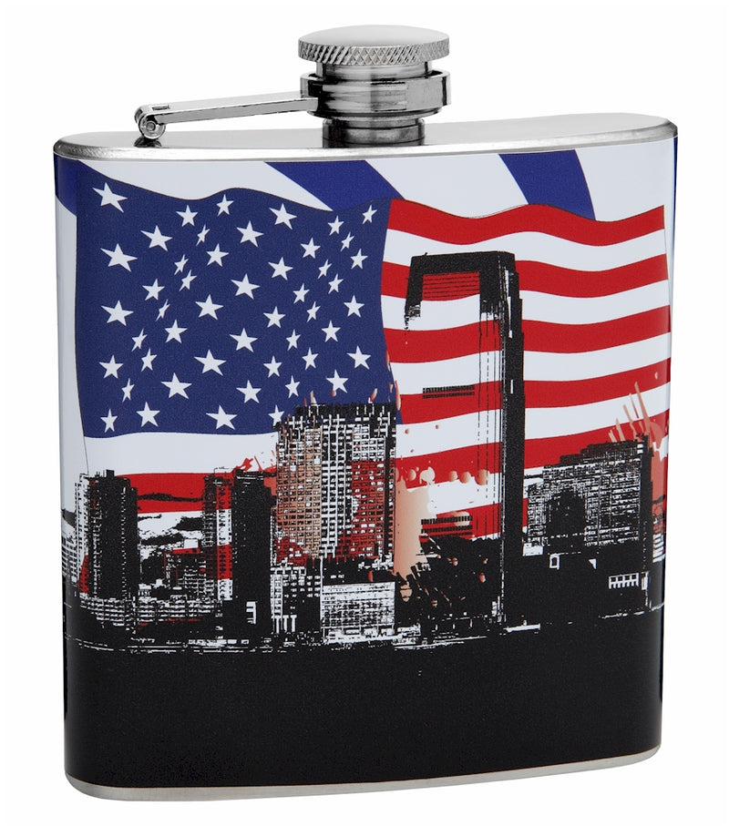 6oz Patriotic American Flag and City Flask