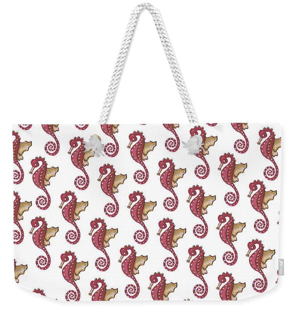 Red and White Seahorse - Weekender Tote Bag
