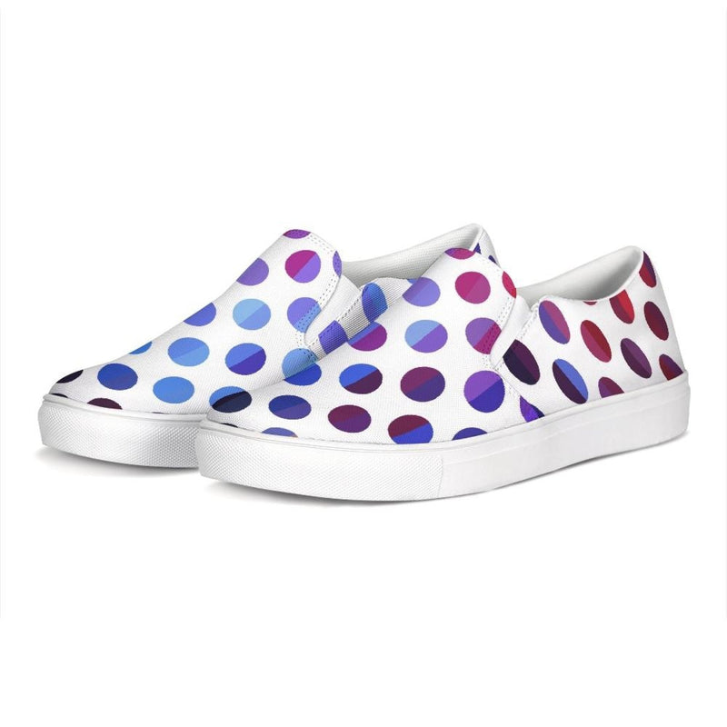 Athletic Sneakers, Low Cut Polka Dot Canvas Slip-On Sports Shoes