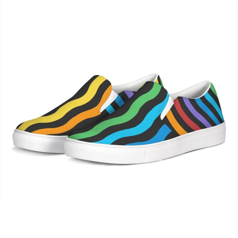 Uniquely You Womens Sneakers - Rainbow Stripe Style Canvas Sports